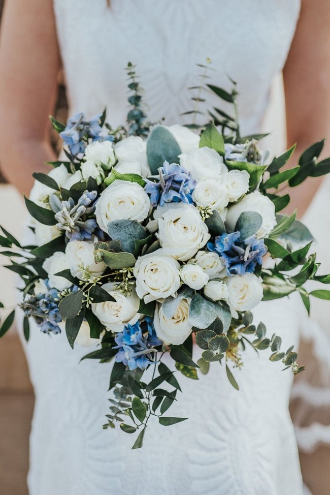 Blue wedding bouquets and flowers 21