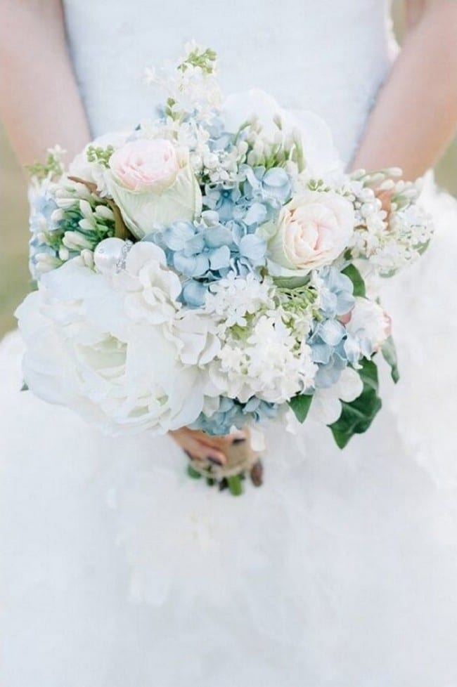 Blue wedding bouquets and flowers 22