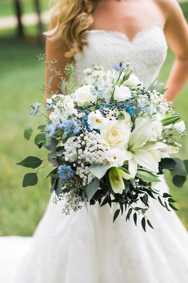 Blue wedding bouquets and flowers 24