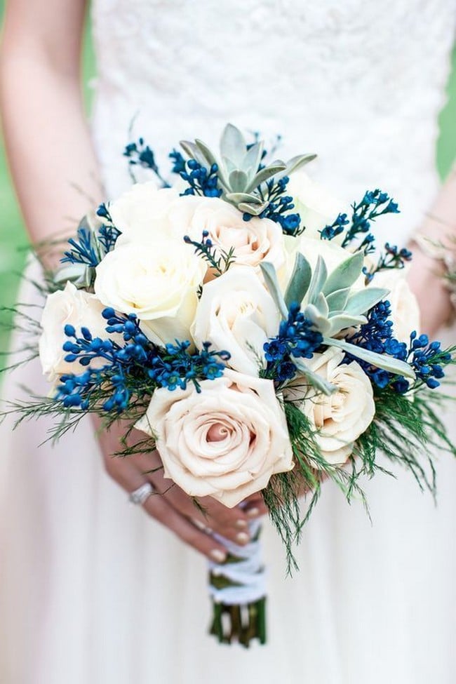 Blue wedding bouquets and flowers 27