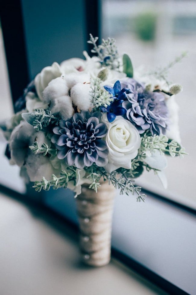 Blue wedding bouquets and flowers 28