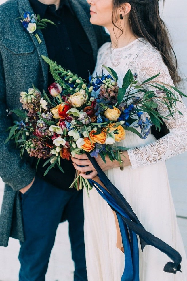 Blue wedding bouquets and flowers 29