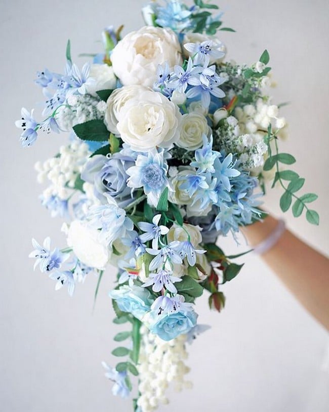 Blue wedding bouquets and flowers 3