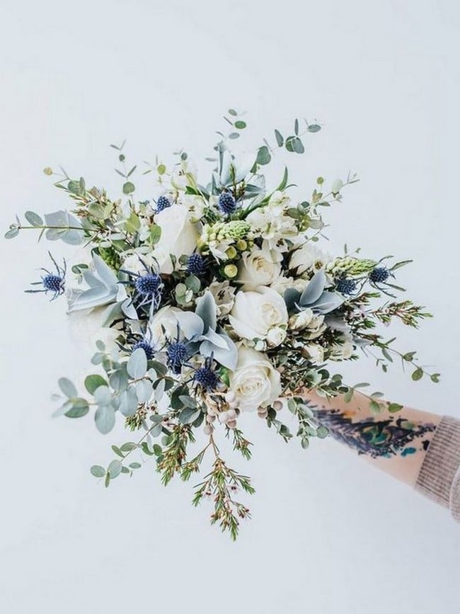 Blue wedding bouquets and flowers 31