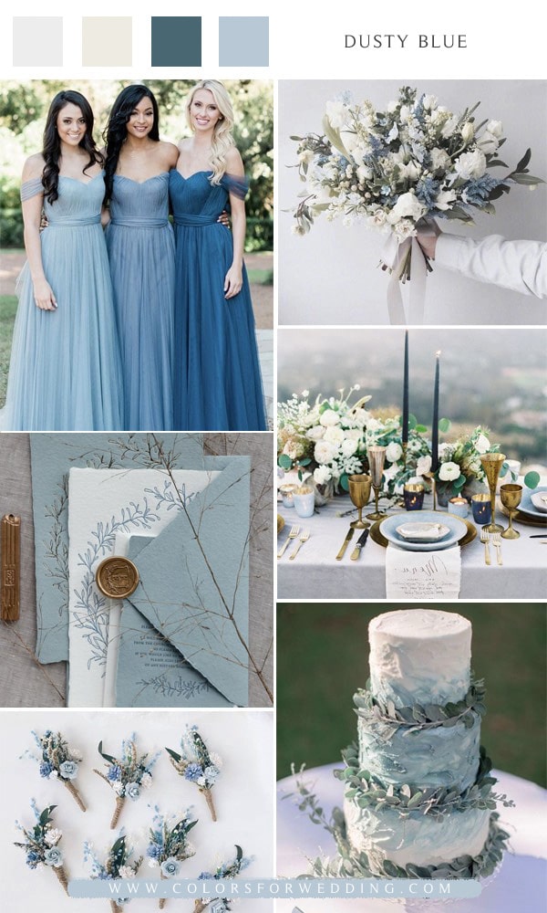 Dusty blue and greenery wedding color ideas