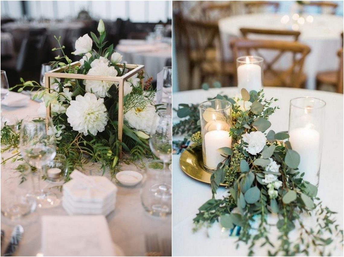 Simple Chic Greenery Wedding Centerpieces 1140x854 