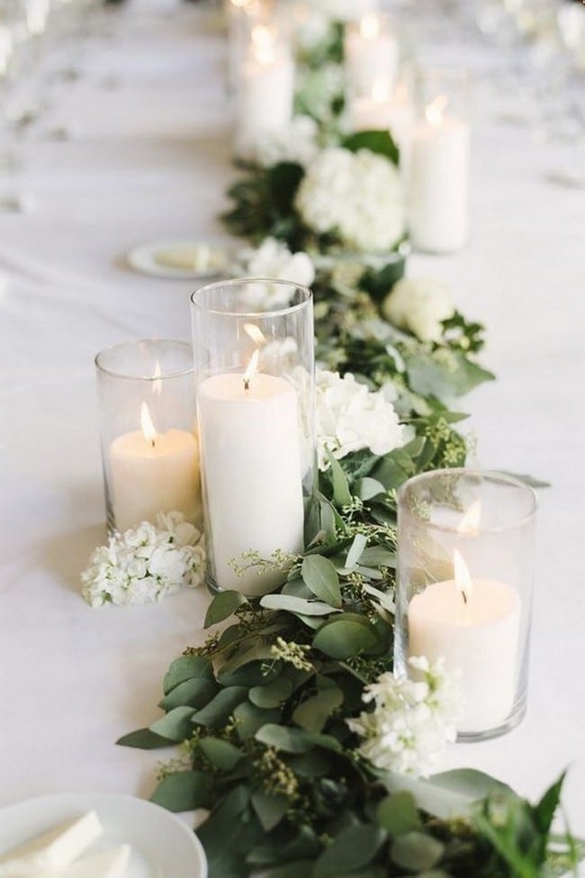 Simple chic greenery wedding centerpieces 15