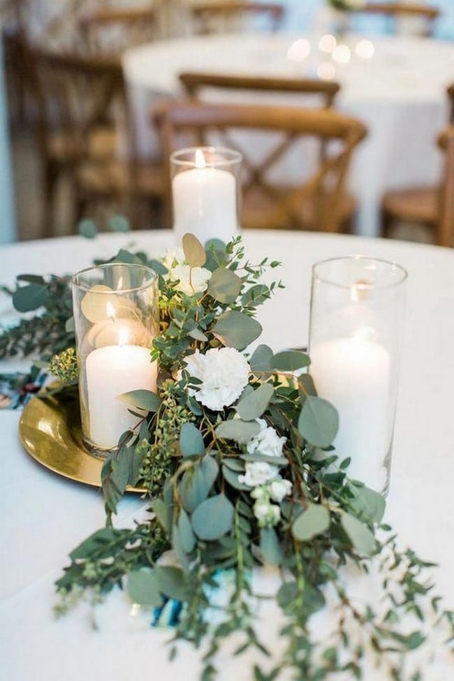 Simple chic greenery wedding centerpieces 16