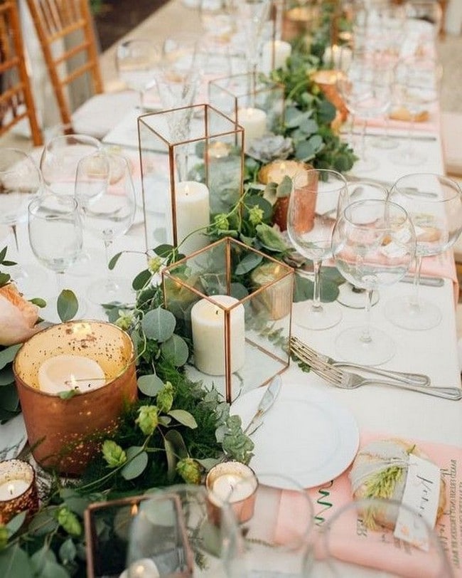 Simple chic greenery wedding centerpieces 18