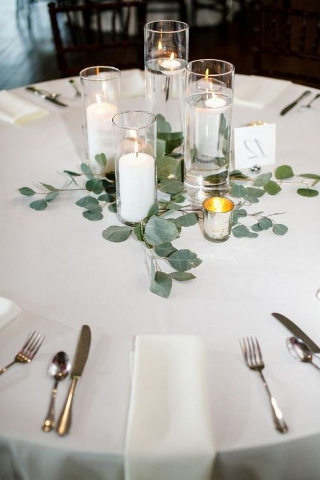 Simple chic greenery wedding centerpieces 33