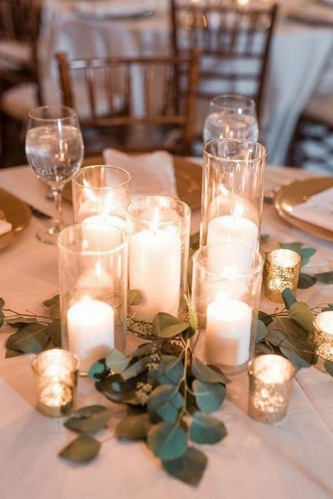 Simple chic greenery wedding centerpieces 6
