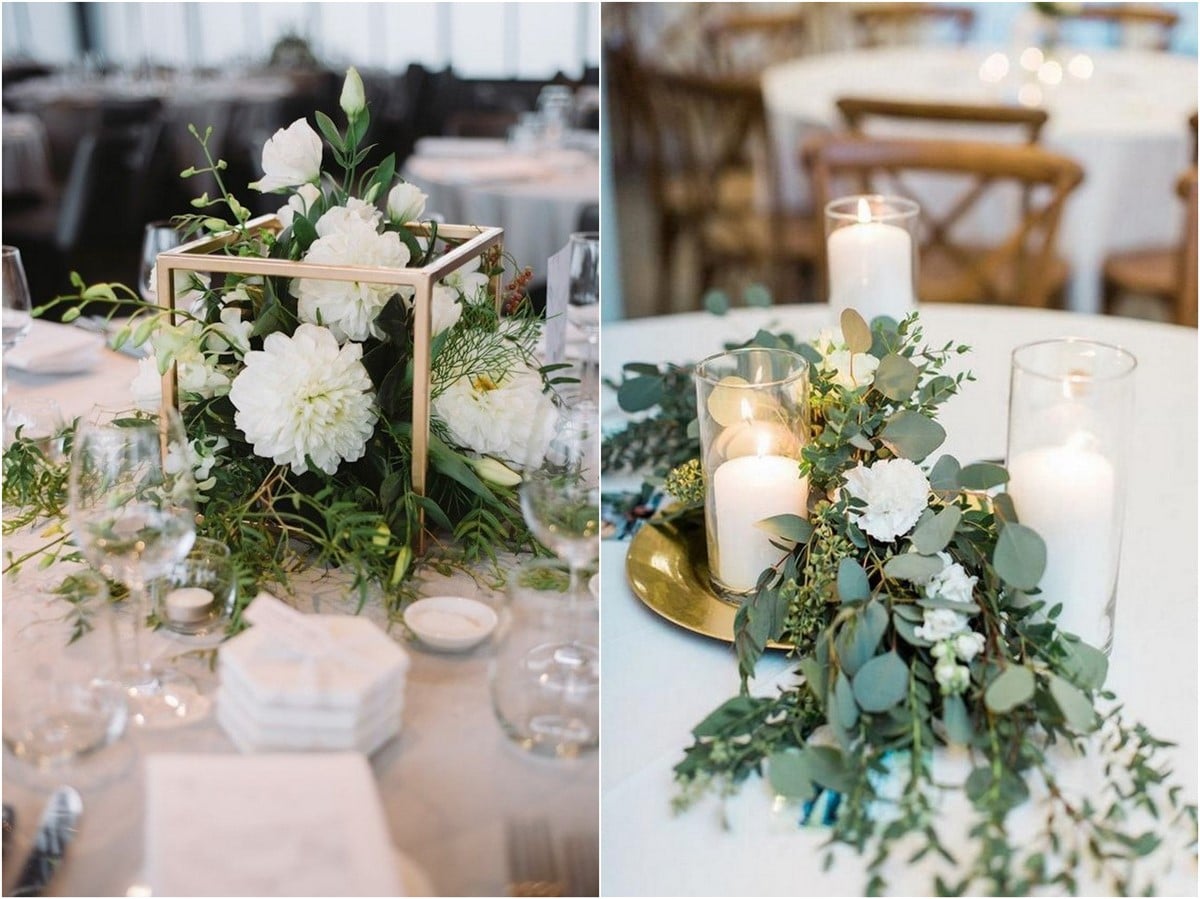 Simple chic greenery wedding centerpieces