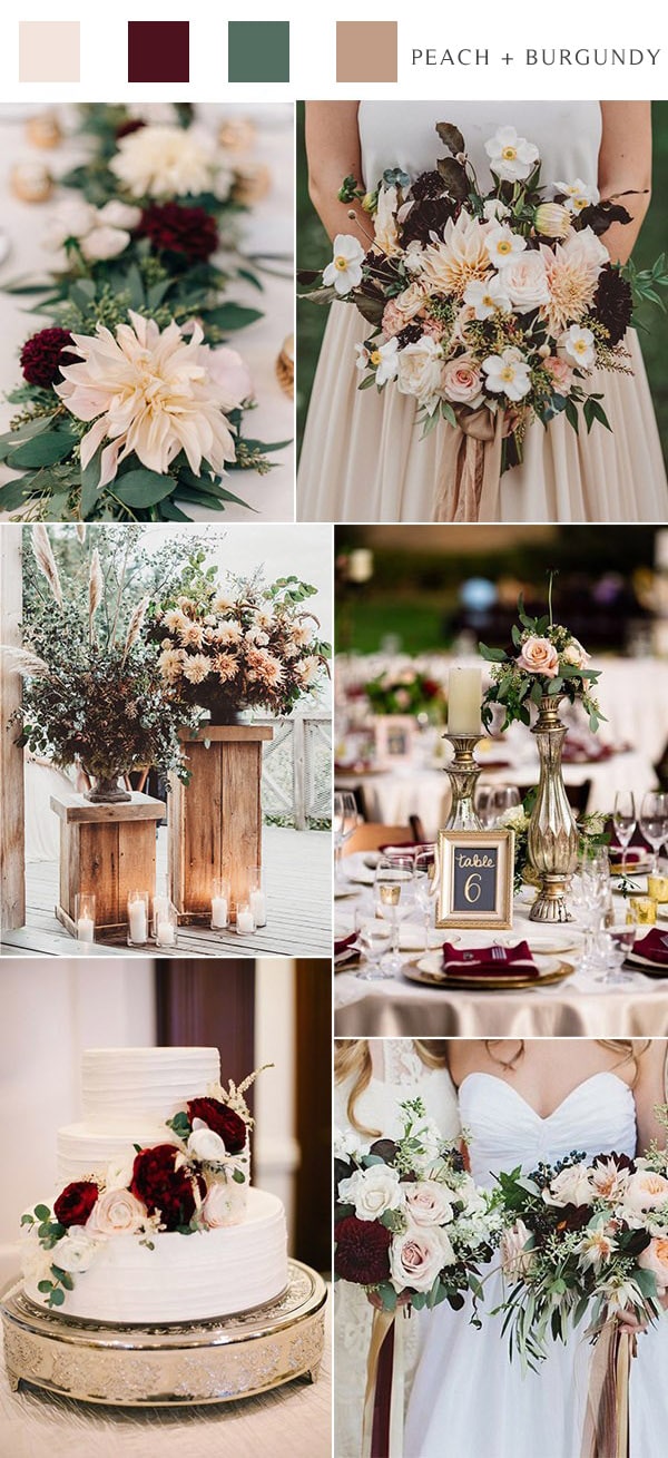 blush and burgundy classic wedding ideas with glitter