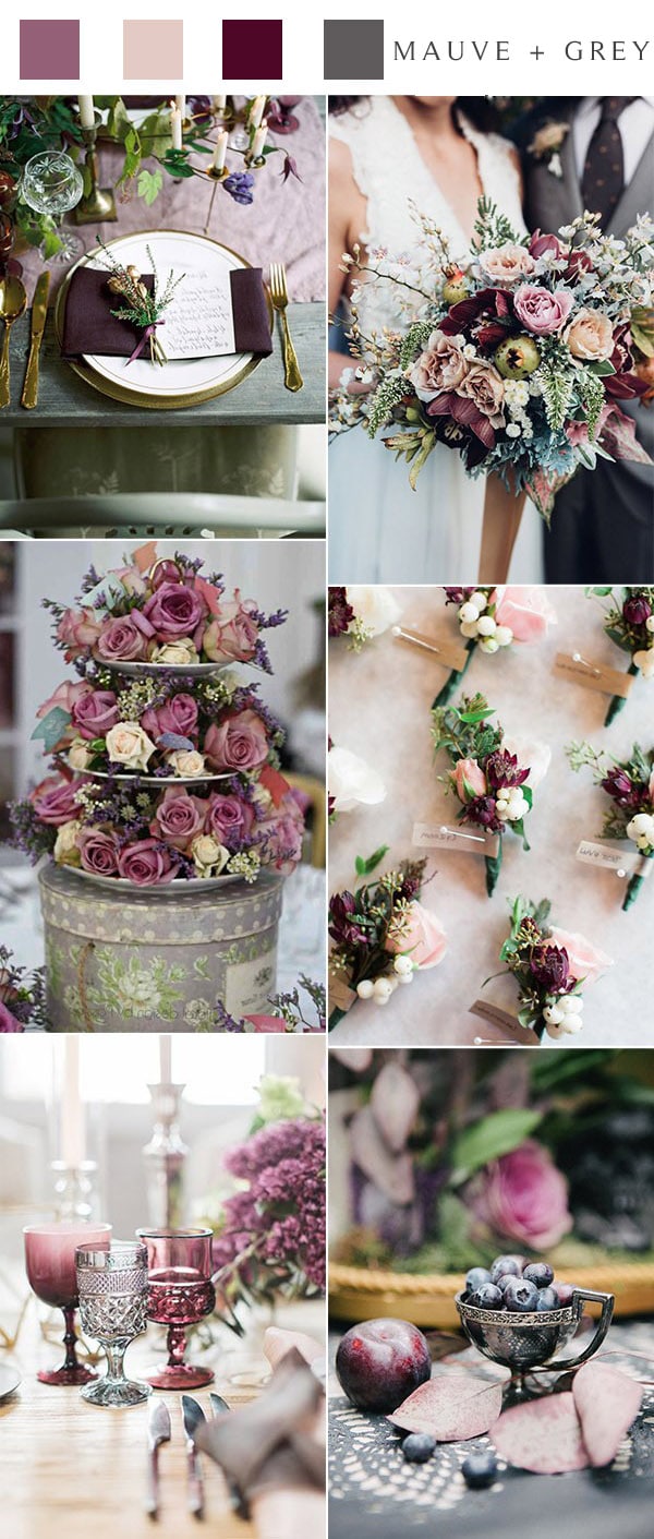 mauve purple and grey vintage wedding colors ideas