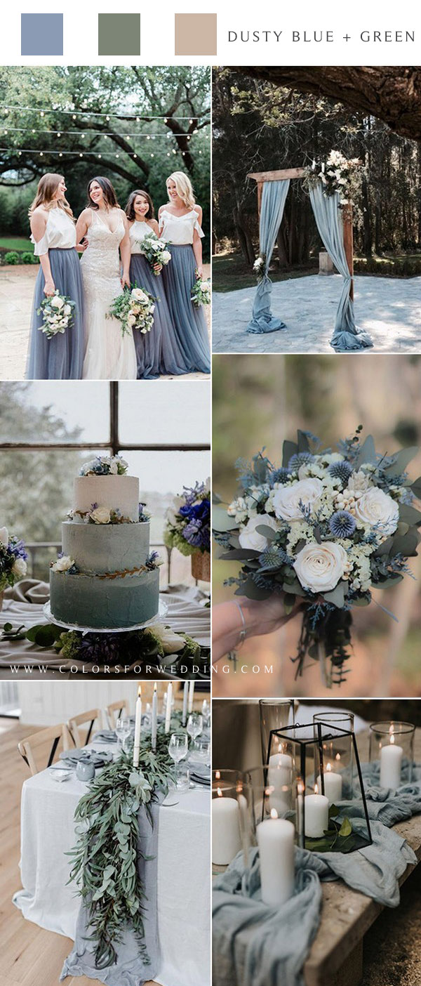 Dusty blue and green wedding color ideas