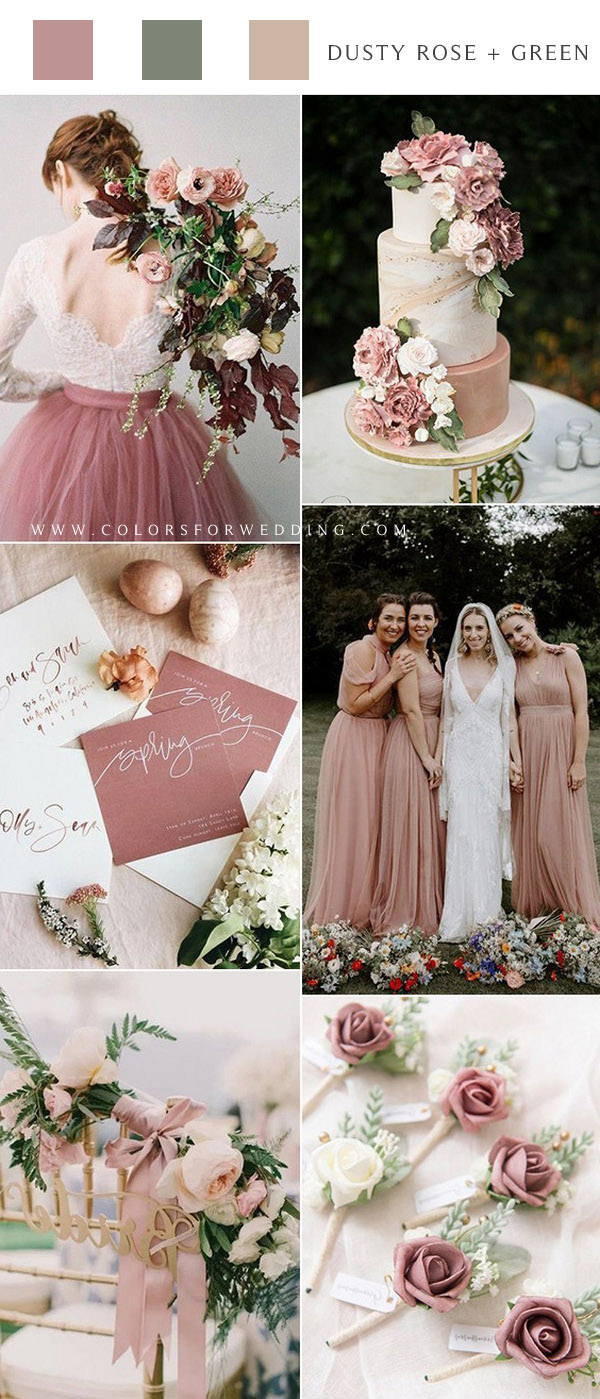 Dusty rose and green wedding color ideas
