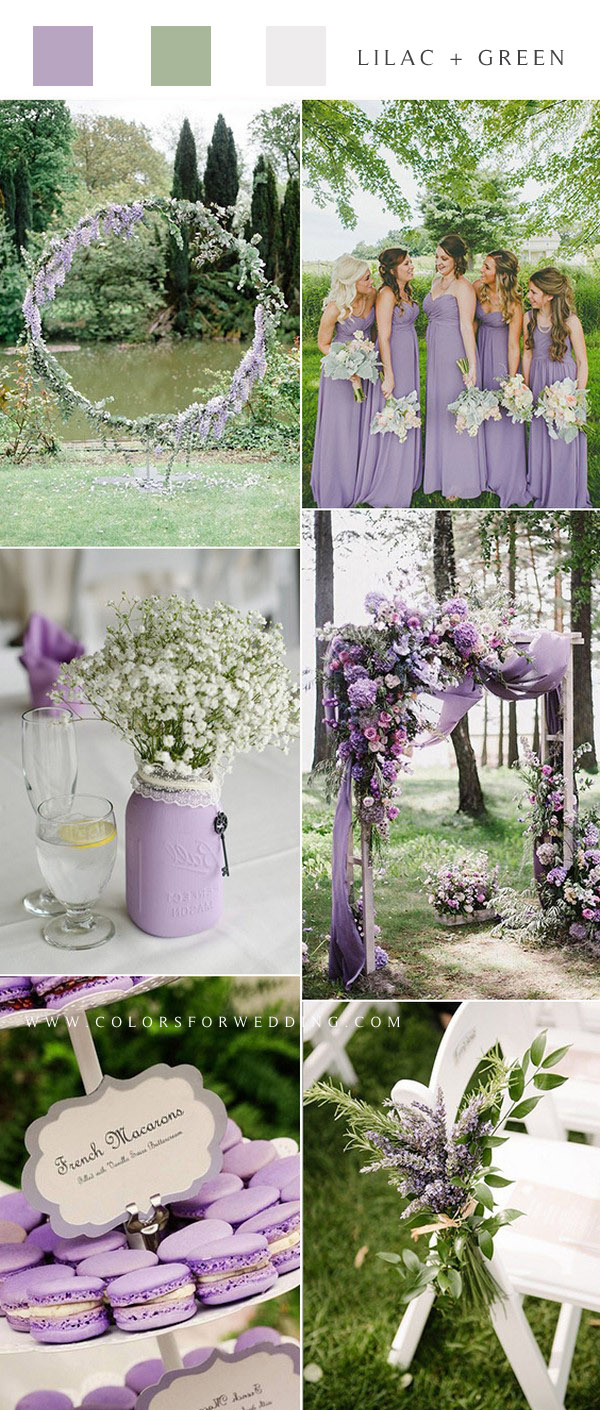 Lilac purple and green wedding color ideas