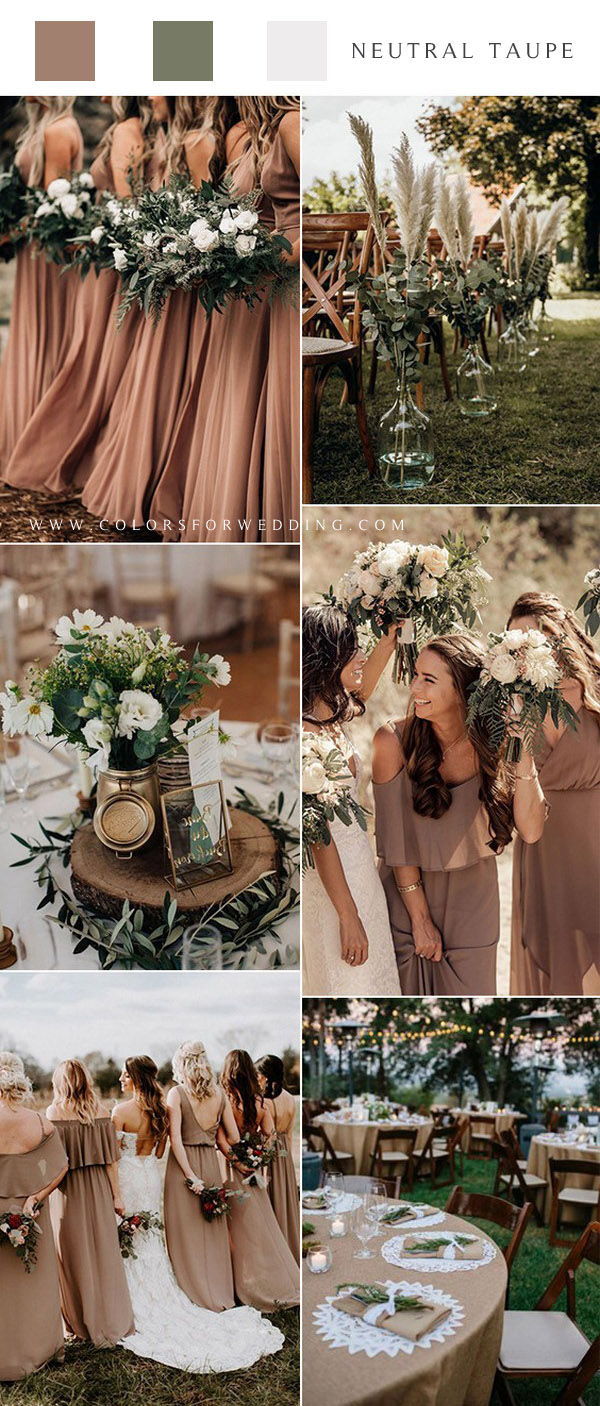 Neutral taupe and green fall wedding color ideas