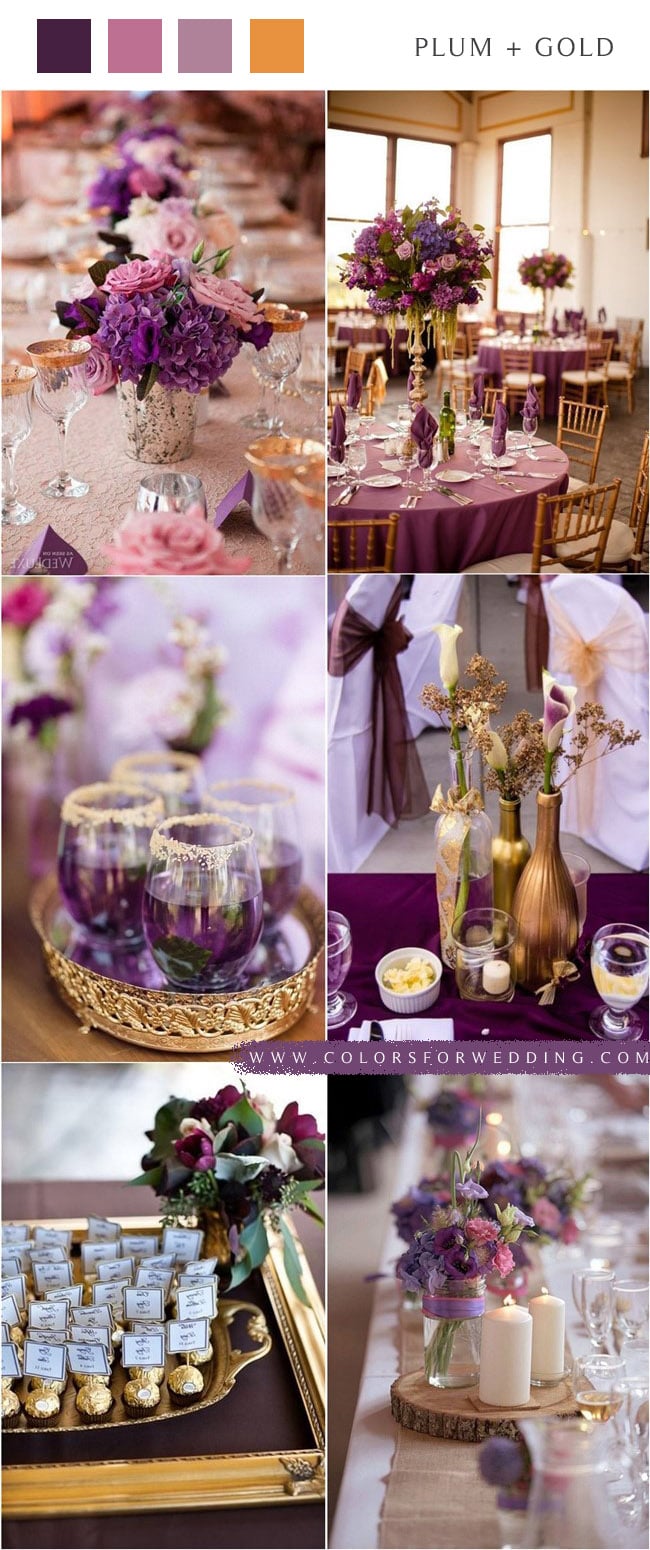 Plum purple and gold wedding color ideas