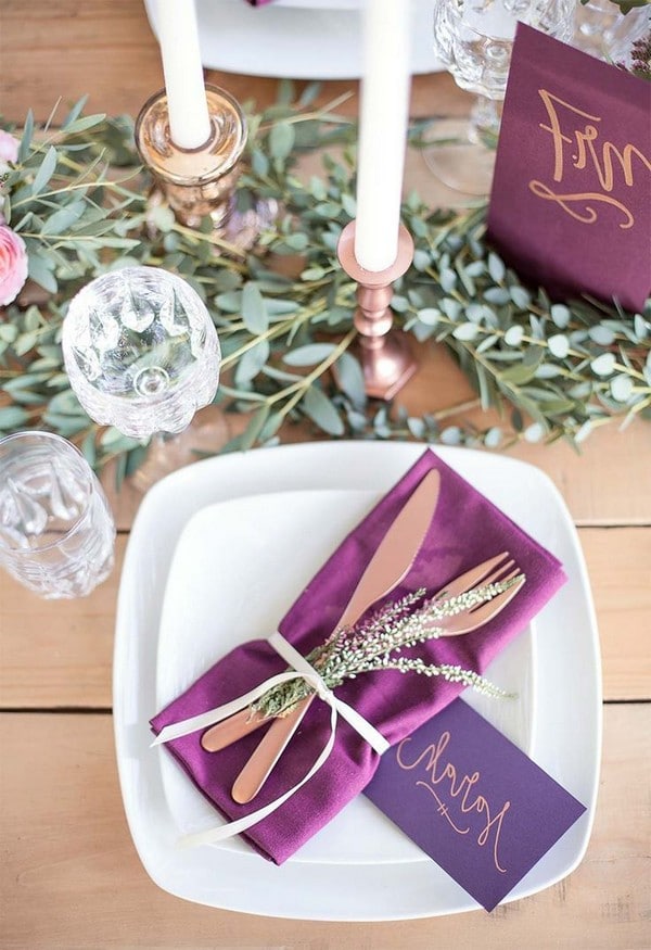 Plum purple and gold wedding ideas 12