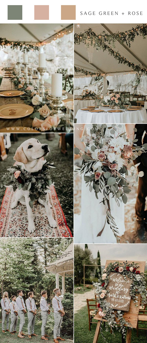 Sage green and rose wedding color ideas
