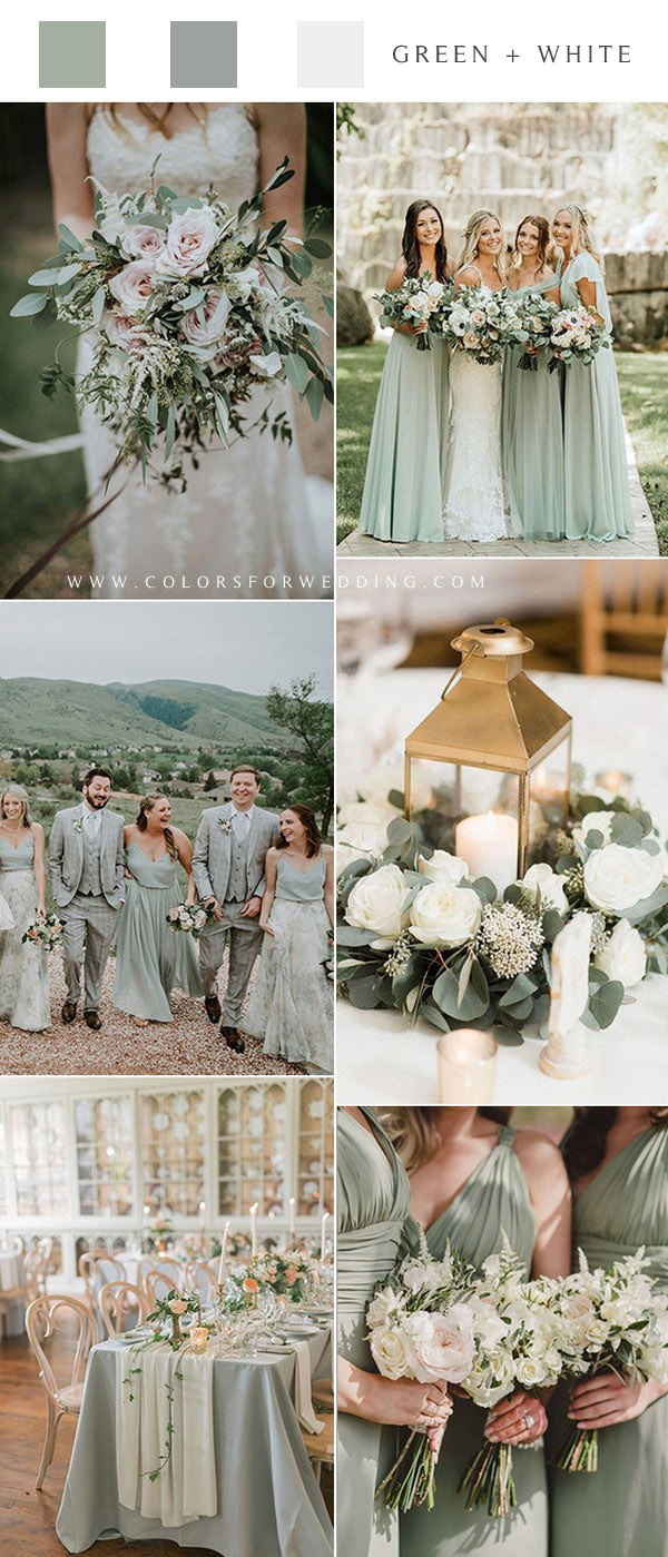 Simple chic sage green and white wedding color ideas