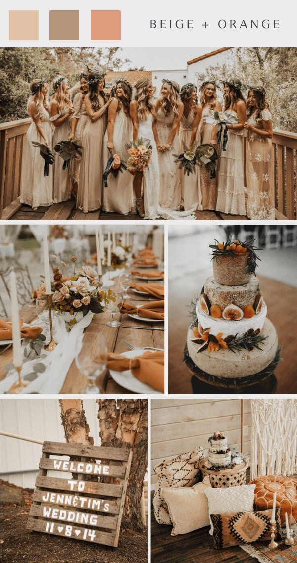 neutral fall beige and orange wedding colors