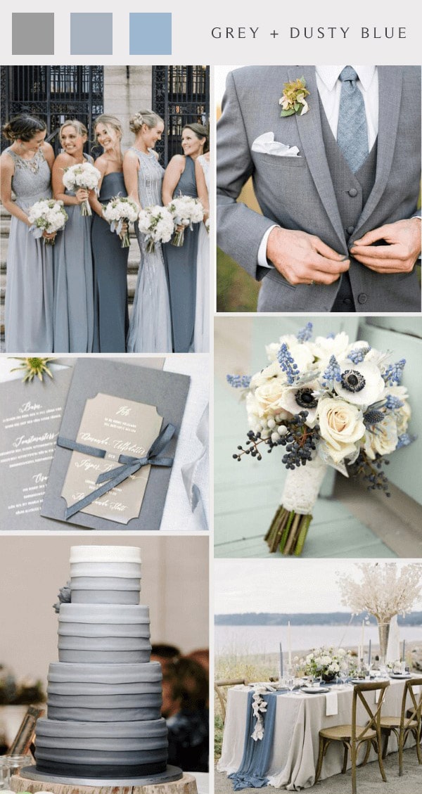 neutral fall grey and dusty blue wedding colors
