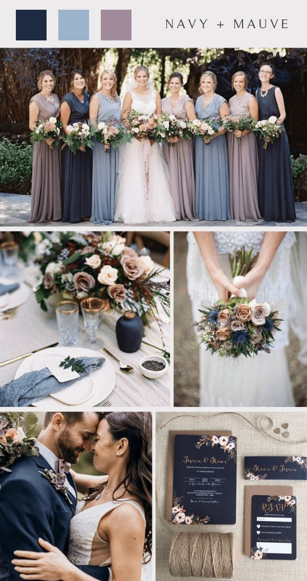 neutral fall navy and mauve wedding colors