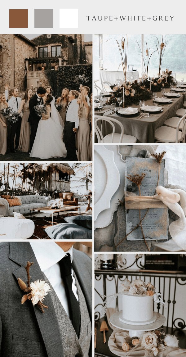 neutral fall taupe white and grey wedding colors