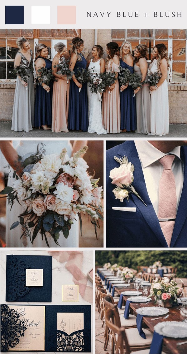 rustic outdoor navy blue and blush wedding colors