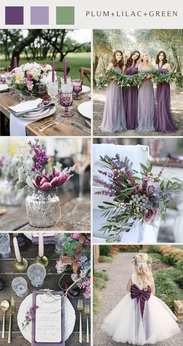 rustic outdoor plum lilac and green wedding colors
