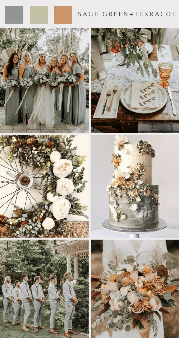 rustic outdoor sage green and terracot wedding colors