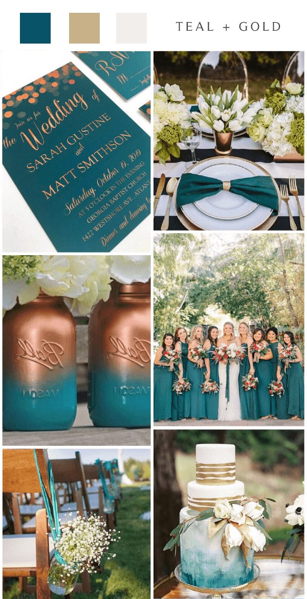 teal fall teal gold wedding colors