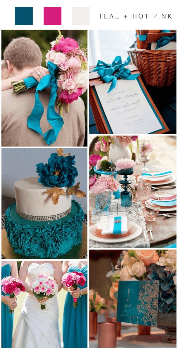 teal fall teal pink wedding colors