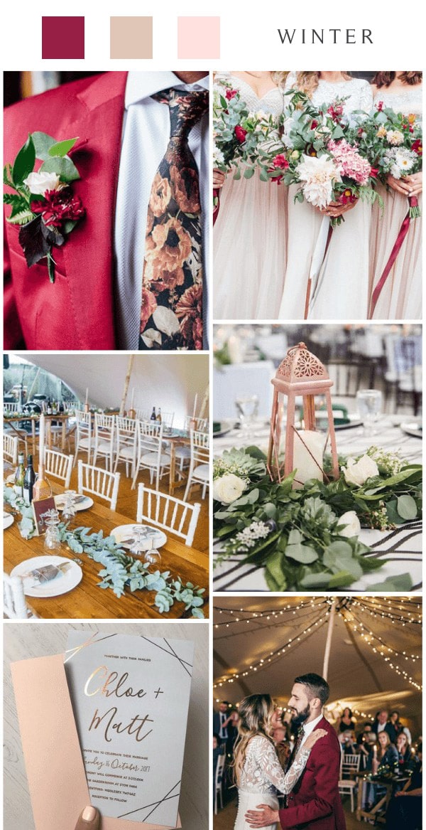 tent rose gold and burgundy wedding color ideas