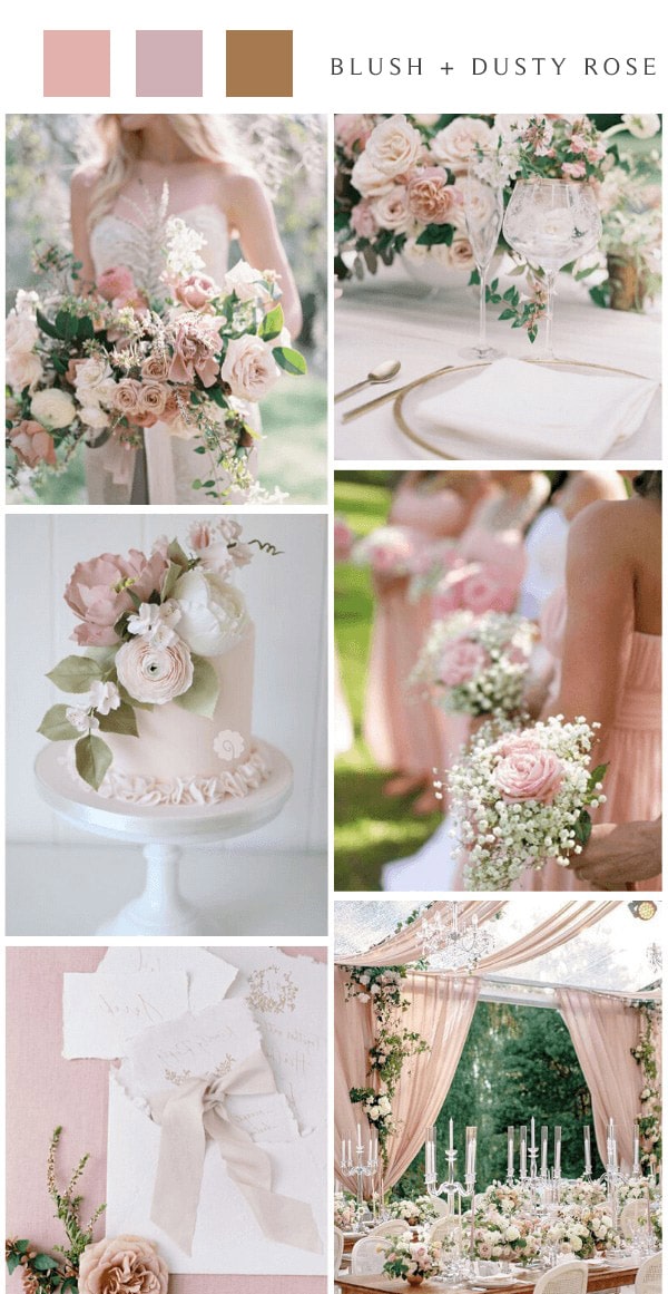 vintage blush and dusty rose wedding color ideas