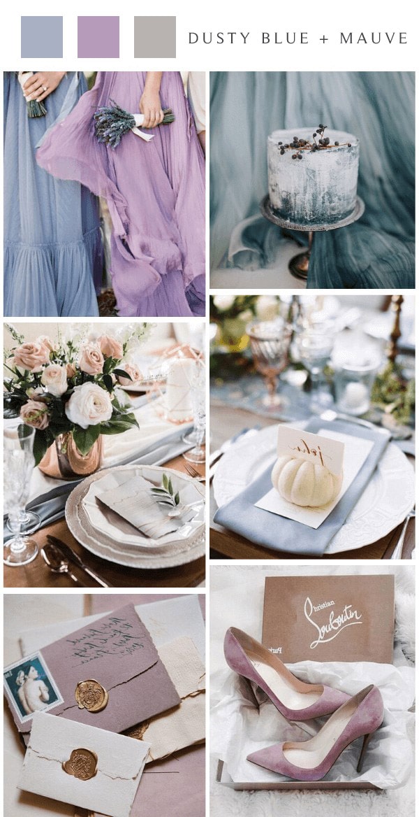 vintage dusty blue and mauve wedding color ideas
