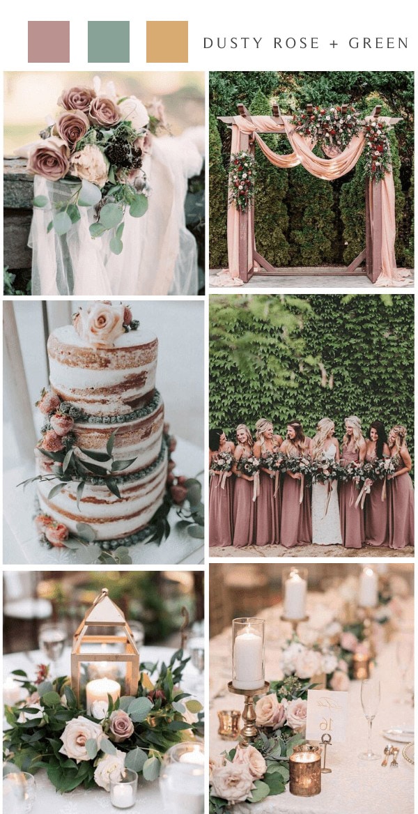 vintage dusty rose and greenery wedding color ideas