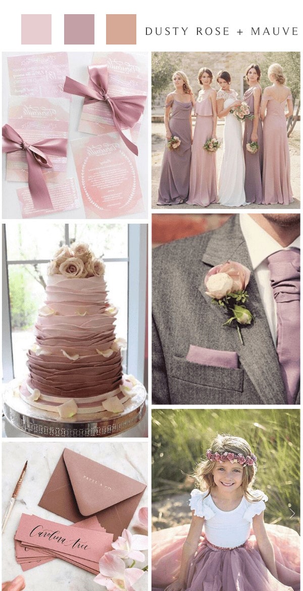 vintage dusty rose and mauve wedding color ideas