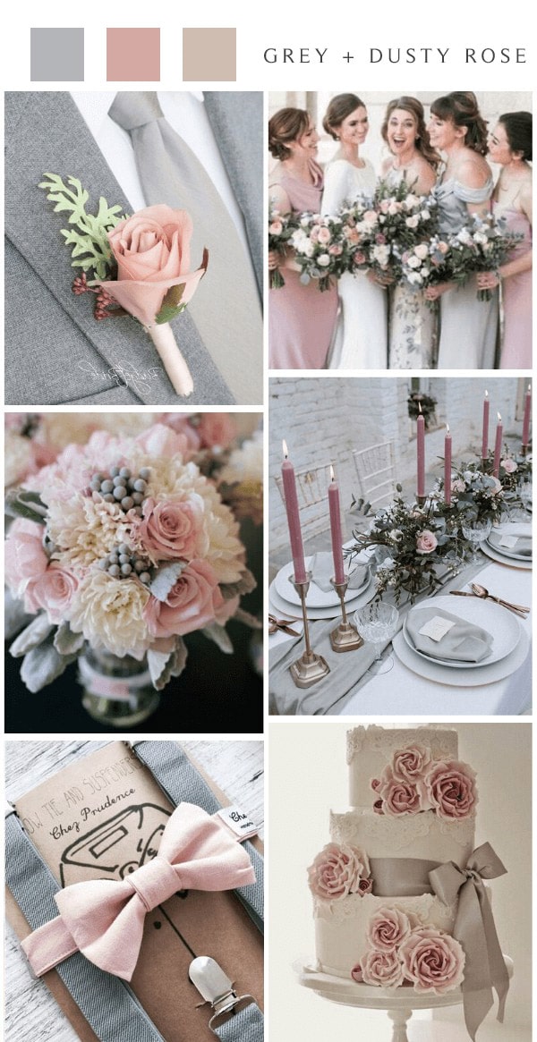 vintage grey and dusty rose wedding color ideas