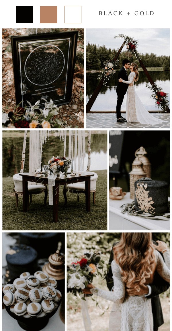 boho chic wedding black gold wedding color ideas #boho #weddingcolors #bohowedding #weddingideas #weddingcolor #weddingcolorscheme