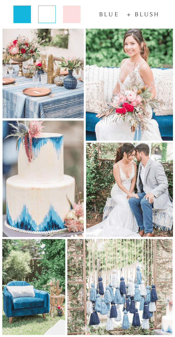 boho chic wedding blue and blush wedding color ideas