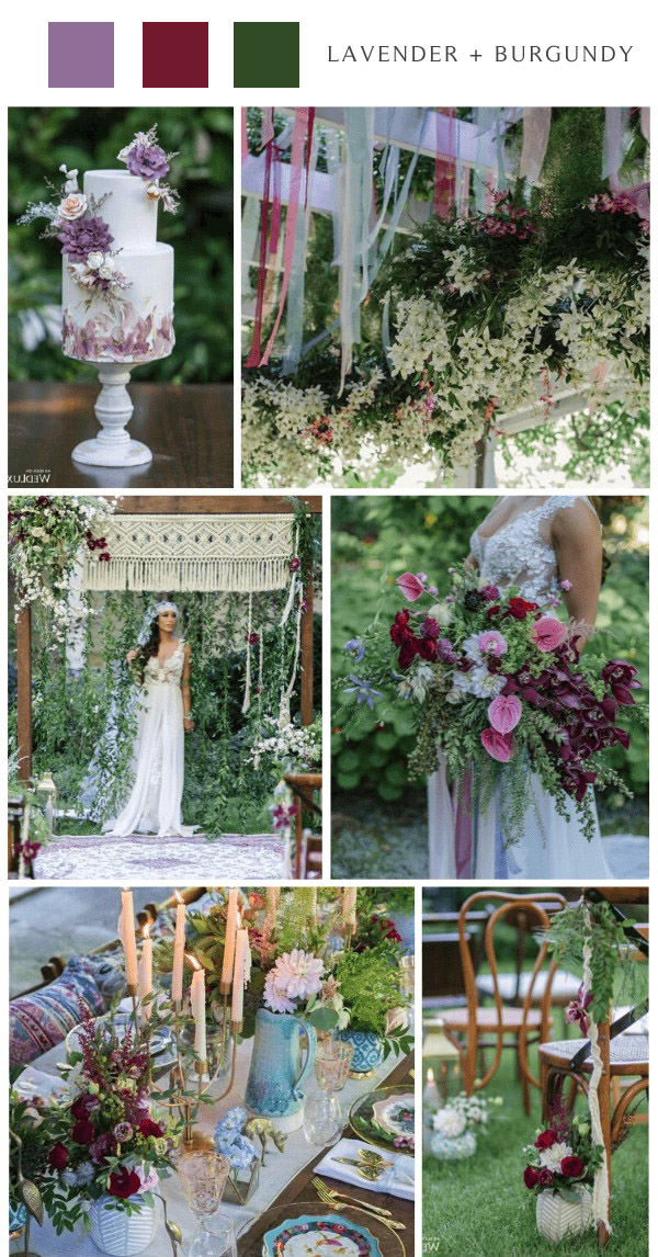 boho chic wedding lavender and burgundy wedding color ideas #boho #weddingcolors #bohowedding #weddingideas #weddingcolor #weddingcolorscheme