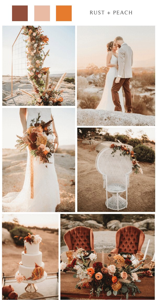 boho chic wedding rust orange and peach wedding color ideas #boho #weddingcolors #bohowedding #weddingideas #weddingcolor #weddingcolorscheme