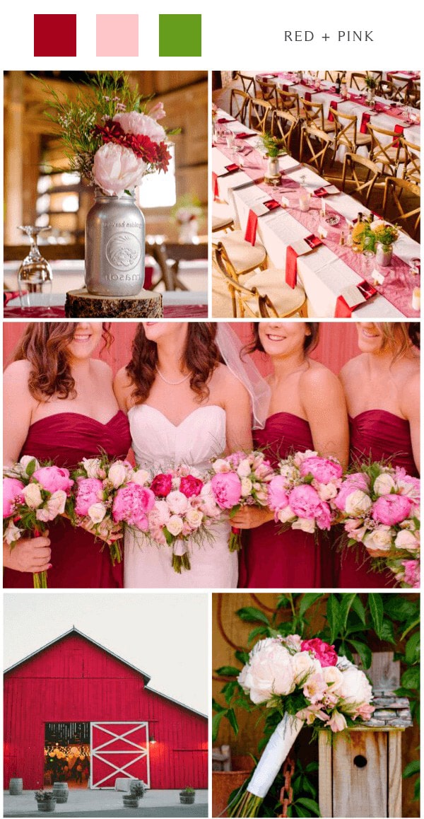 burgundy and pink country barn wedding color palettes