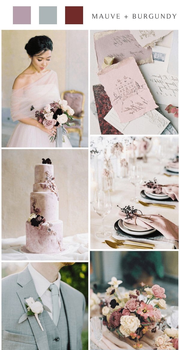 burgundy mauve and grey wedding color ideas