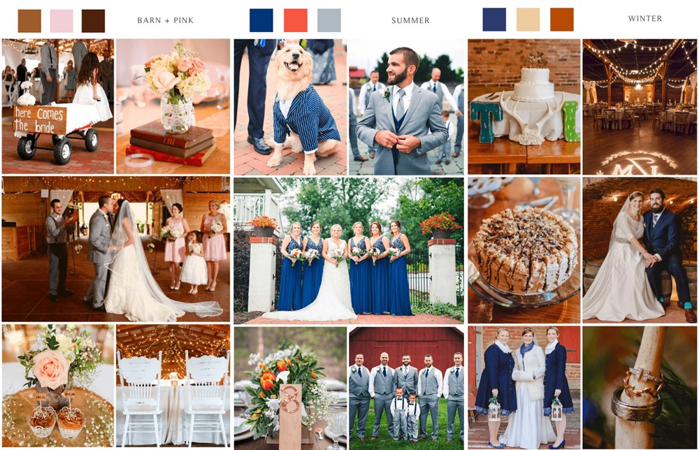 country barn wedding color palettes