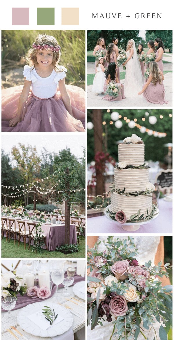 country chic mauve and green wedding color ideas