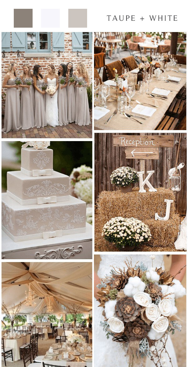 country chic taupe and white wedding color ideas